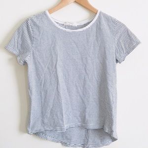{Zara}Organic Cotton Striped High Low Top Sz S